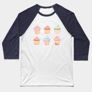 Watercolor Cupcakes Baseball T-Shirt